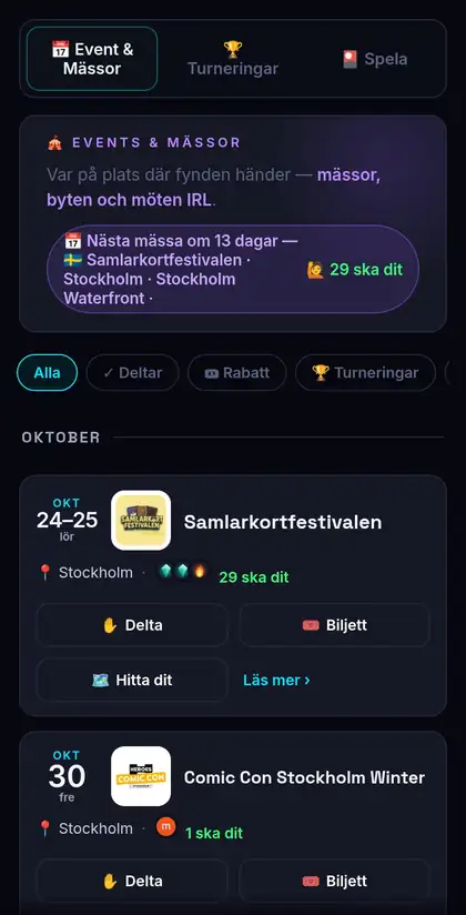 Mässor och events i appen
